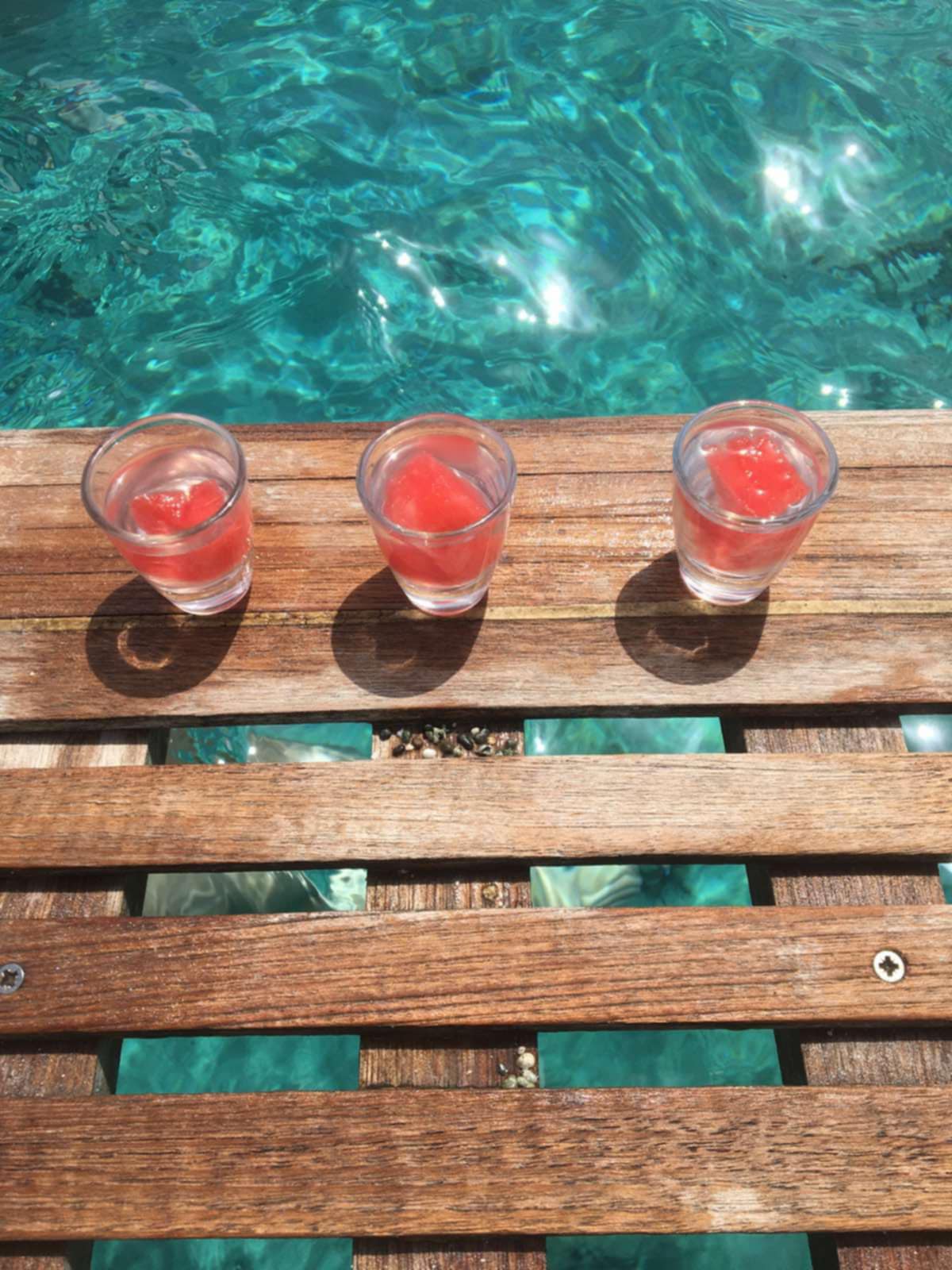 Cold drinks served on the swim platform